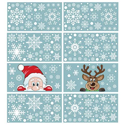 300 PCS 8 Sheet Christmas Snowflake Window Cling Stickers for Glass - Decotree.co Online Shop