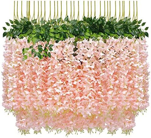 Wisteria Hanging Flowers Fake Flower Garland Artificial Wisteria Vines Wedding Party Wall Decorations - Decotree.co Online Shop