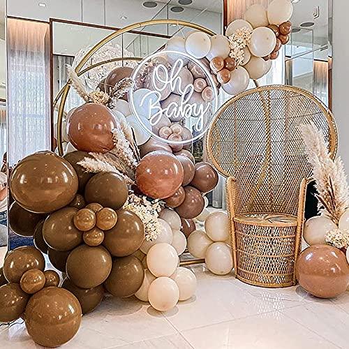 129pcs Party Balloons Arch kit Brown Peach Neutral Party Balloons Wedding Graduation Baby Birthday Decoration (129PCS- Teddy Brown) - Decotree.co Online Shop