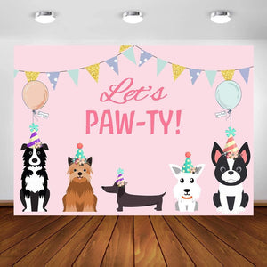 7x5ft Puppy Dog Happy Birthday Themed Backdrops Pet Pink Girl Photography Backdrop - Decotree.co Online Shop