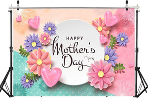 Mother's Day Pink Flowers Love Backdrop Happy Mothers Day Party Photography Backdrop - Decotree.co Online Shop