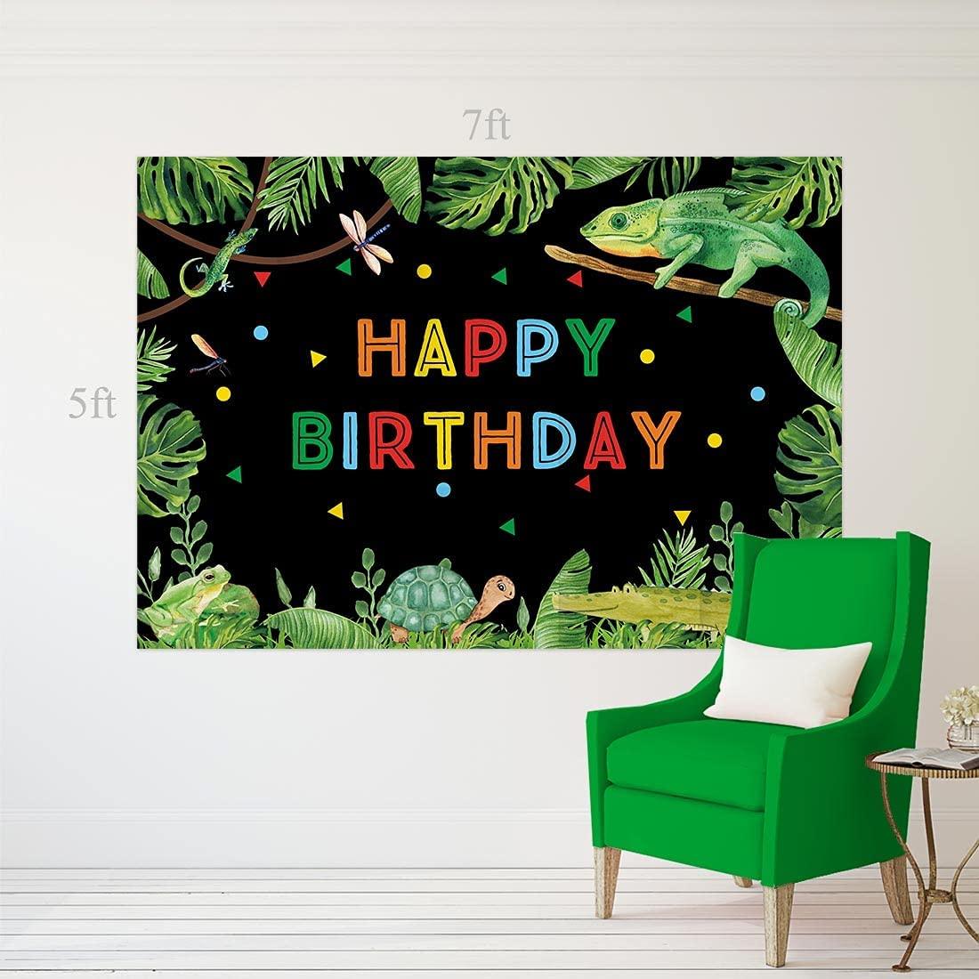 82" x 59" Reptile Swamp Birthday Backdrop Child Jungle Photography Background Wild One Party Banner - Decotree.co Online Shop