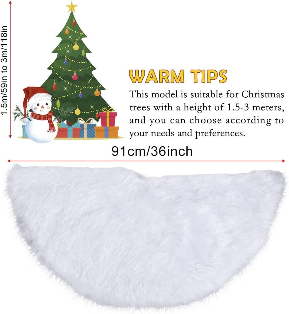 36inch Christmas Tree Skirt Snowy White Plush Velvet Holiday Party Decoration - Decotree.co Online Shop