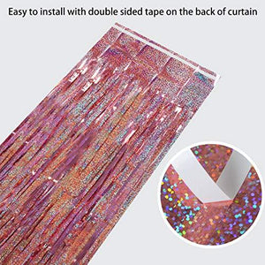 Foil Fringe Curtains Party Decorations - Melsan 3 Pack 3.2 x 8.2 ft Tinsel Curtain Party Photo Backdrop for Birthday Party Baby Shower or Graduation Decorations Rose Gold - Decotree.co Online Shop