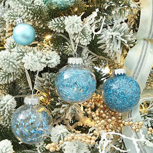 60mm/2.36" Shatterproof Clear Plastic Christmas Ball Ornaments Decorative Xmas Balls Baubles Set with Stuffed Delicate Decorations - Decotree.co Online Shop