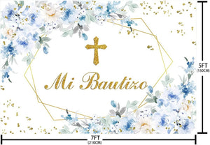 Mi Bautizo Backdrop Mexican Baptism Party Decorations God Bless Boy First Holy Communion Banner - Decotree.co Online Shop