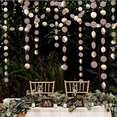 Glitter Champagne Gold Decorations Paper Circle Dots Garland Party Streamers Bunting Backdrop Hanging Decor Banner for weddings - Decotree.co Online Shop