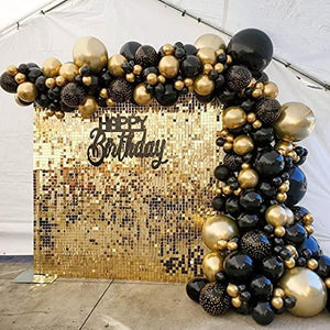 136Pcs DIY Gold and Black Balloons Garland Kits with 18/10/5/Inch Metallic Chrome Balloons for Birthday Party Celebration - Decotree.co Online Shop