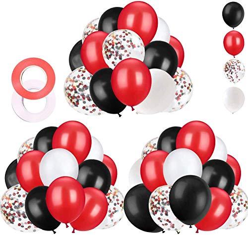 62 Pieces Black Red Confetti Balloons Kit, 12 Inches Black Red White Confetti Balloons with Balloon Ribbon - Decotree.co Online Shop