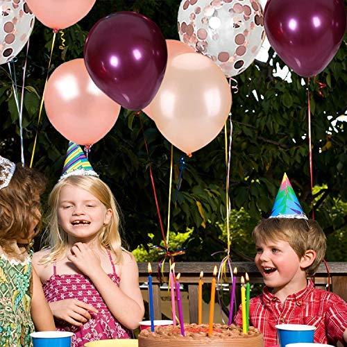 62 Pieces Rose Gold Burgundy Confetti Balloons Kit, 12 Inch Rose Gold Confetti Burgundy Rose Gold Latex Balloons - Decotree.co Online Shop