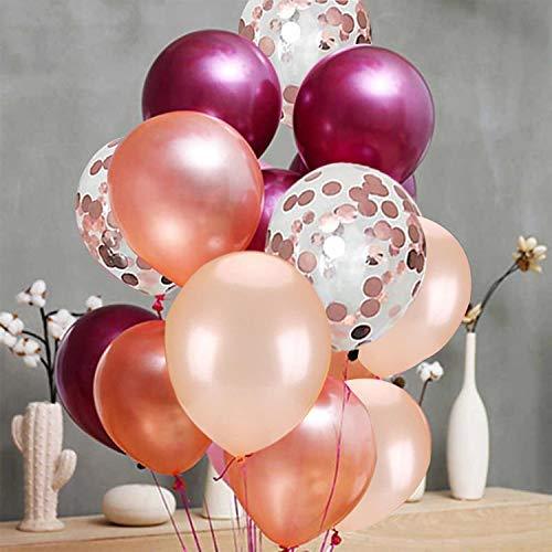 62 Pieces Rose Gold Burgundy Confetti Balloons Kit, 12 Inch Rose Gold Confetti Burgundy Rose Gold Latex Balloons - Decotree.co Online Shop