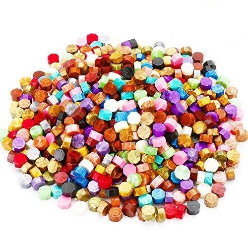 624PCS Sealing Wax Beads Packed in Plastic Box, with 2PCS Tea Candles and 1 PC Wax Melting Spoon for Wax Sealing Stamp (24 Colors) - Decotree.co Online Shop