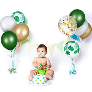 65 Pieces Jungle Safari Theme Balloons Palm Leaves Balloon Gold Metallic Balloons - Decotree.co Online Shop