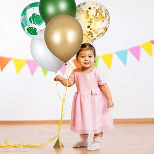 65 Pieces Jungle Safari Theme Balloons Palm Leaves Balloon Gold Metallic Balloons - Decotree.co Online Shop