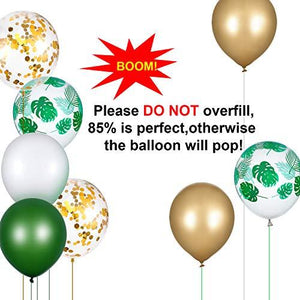65 Pieces Jungle Safari Theme Balloons Palm Leaves Balloon Gold Metallic Balloons - Decotree.co Online Shop