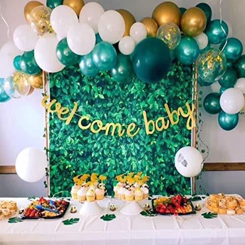68 Pack Jungle Safari Baby Shower Balloons, 12 Inches Green White Gold Confetti Balloons with 12pcs Palm Leaves - Decotree.co Online Shop
