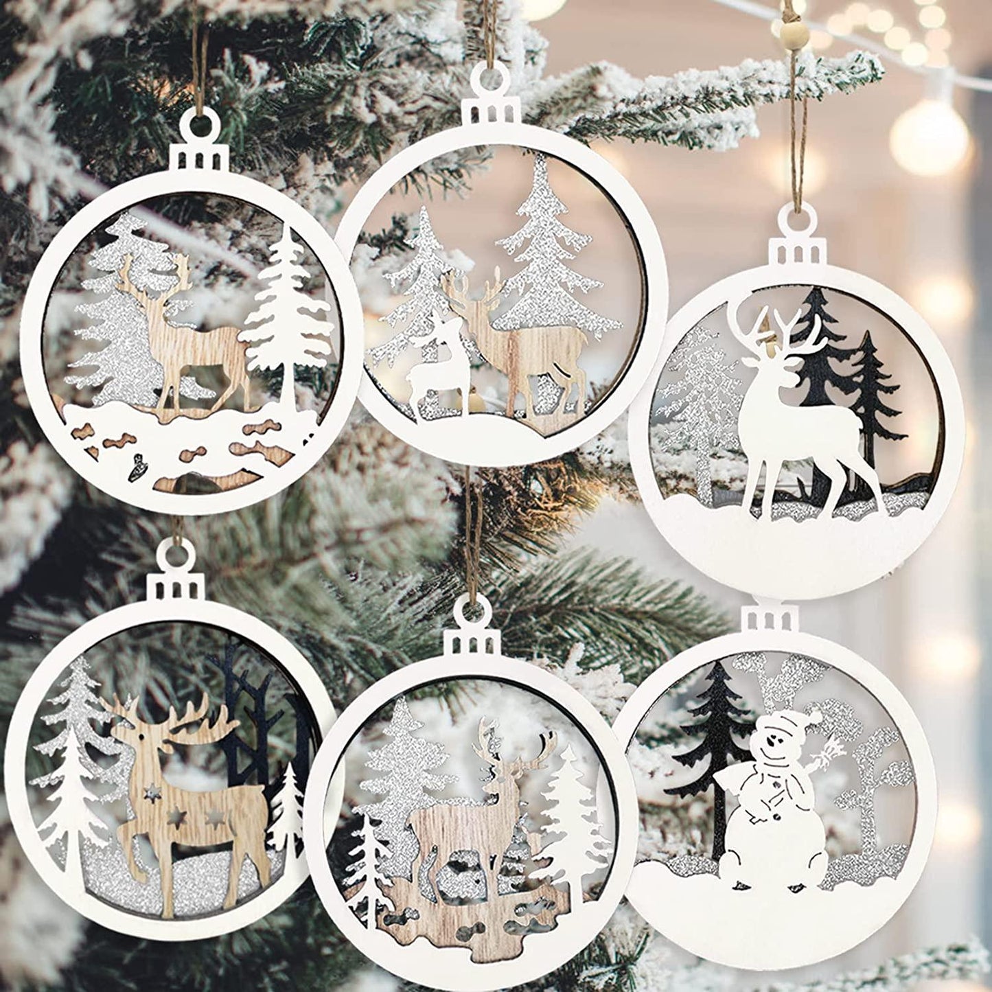6pcs Christmas Farmhouse Rustic Ornaments Set for Christmas Tree Decor - Decotree.co Online Shop