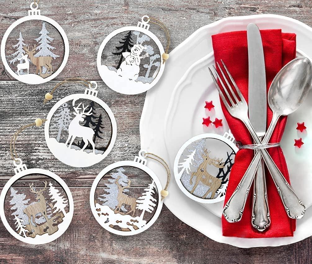 6pcs Christmas Farmhouse Rustic Ornaments Set for Christmas Tree Decor - Decotree.co Online Shop