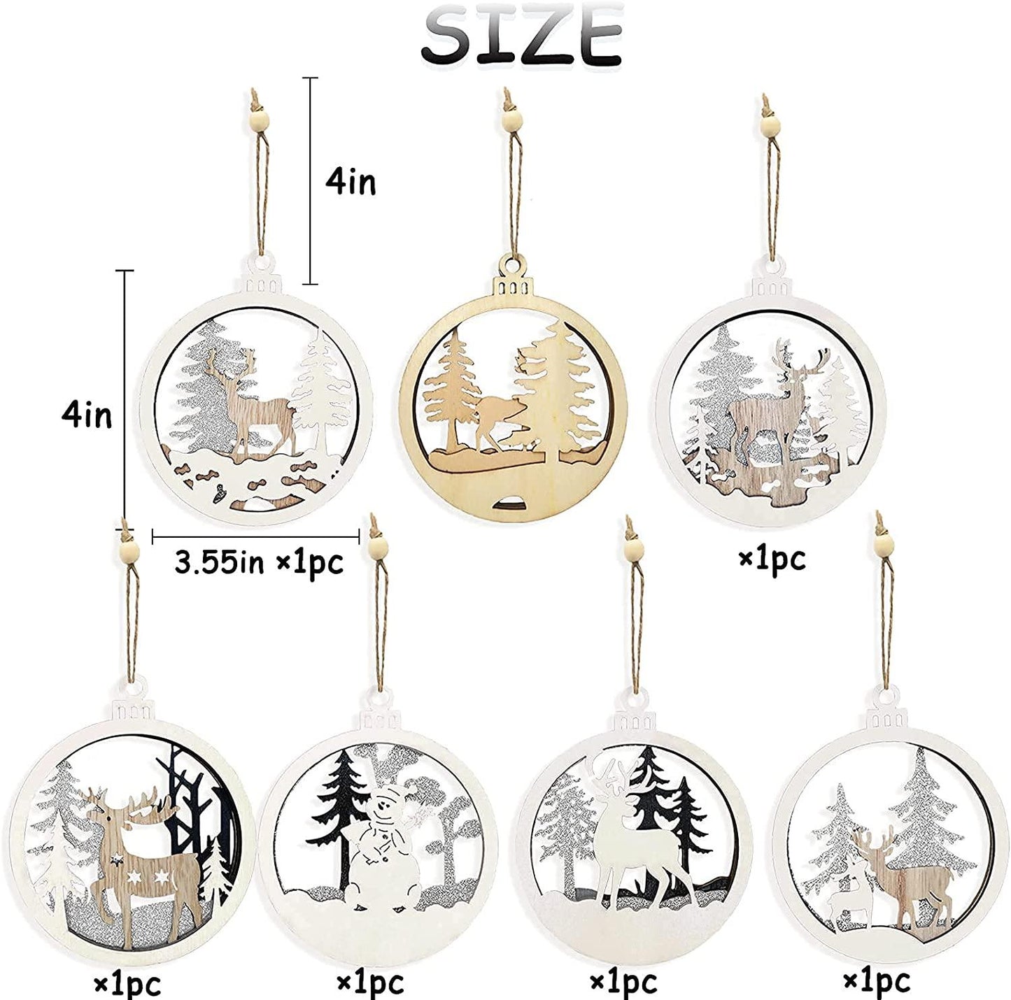 6pcs Christmas Farmhouse Rustic Ornaments Set for Christmas Tree Decor - Decotree.co Online Shop