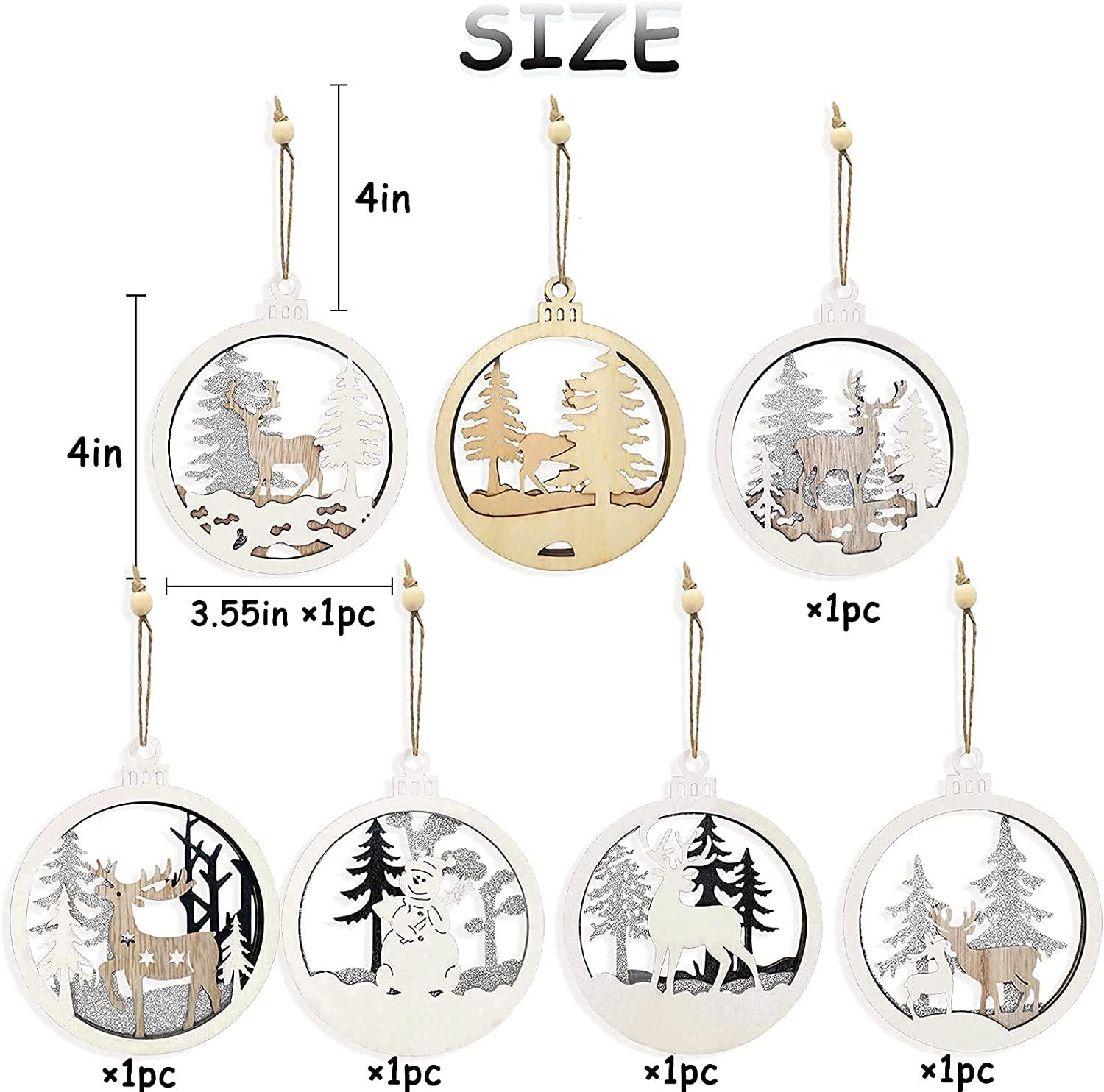 6pcs Christmas Farmhouse Rustic Ornaments Set for Christmas Tree Decor - Decotree.co Online Shop