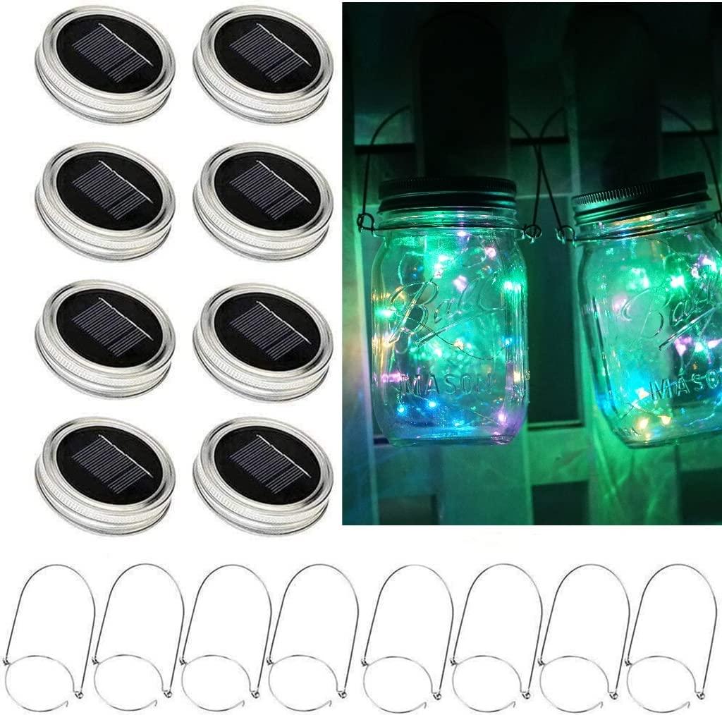 6pcs Solar Mason Jar Lights , 20 LED Waterproof Fairy Firefly Jar Lids String Lights with Hangers - Decotree.co Online Shop