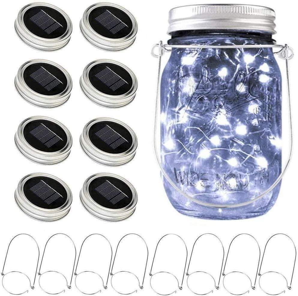 6pcs Solar Mason Jar Lights , 20 LED Waterproof Fairy Firefly Jar Lids String Lights with Hangers - Decotree.co Online Shop