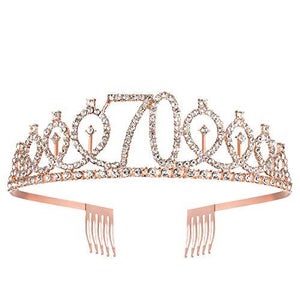 70th Birthday Sash and Tiara for Women, Rose Gold Birthday Sash Crown 70 & Fabulous Sash and Tiara for Women, 70th Birthday Gifts for Happy 70th Birthday Party Favor Supplies - Decotree.co Online Shop