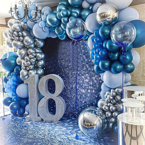 147PCS Metallic Sliver Macaron Blue Pearl Blue Transparent Balloon Arch Garland For Wedding, Birthday Party, Blue Theme Decoration - Decotree.co Online Shop