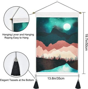Pack of 2 Mountain Tapestry Sunset Tapestry Forest Tree Tapestry Nature Landscape Tapestry Wall Hanging for Room - Decotree.co Online Shop