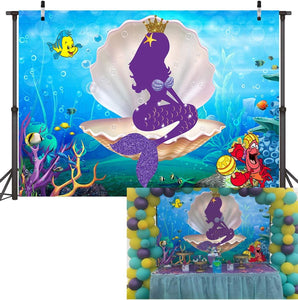 Sensfun 7x5ft Mermaid Theme Photography Backdrop Little Mermaid Princess Underwater World Photo Background for Children Happy Birthday Party Decor