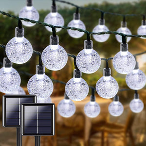 2-Pack 100 LED 64FT Crystal Globe Solar String Lights Outdoor, Waterproof Solar Outdoor Lights with 8 Lighting Modes - Decotree.co Online Shop