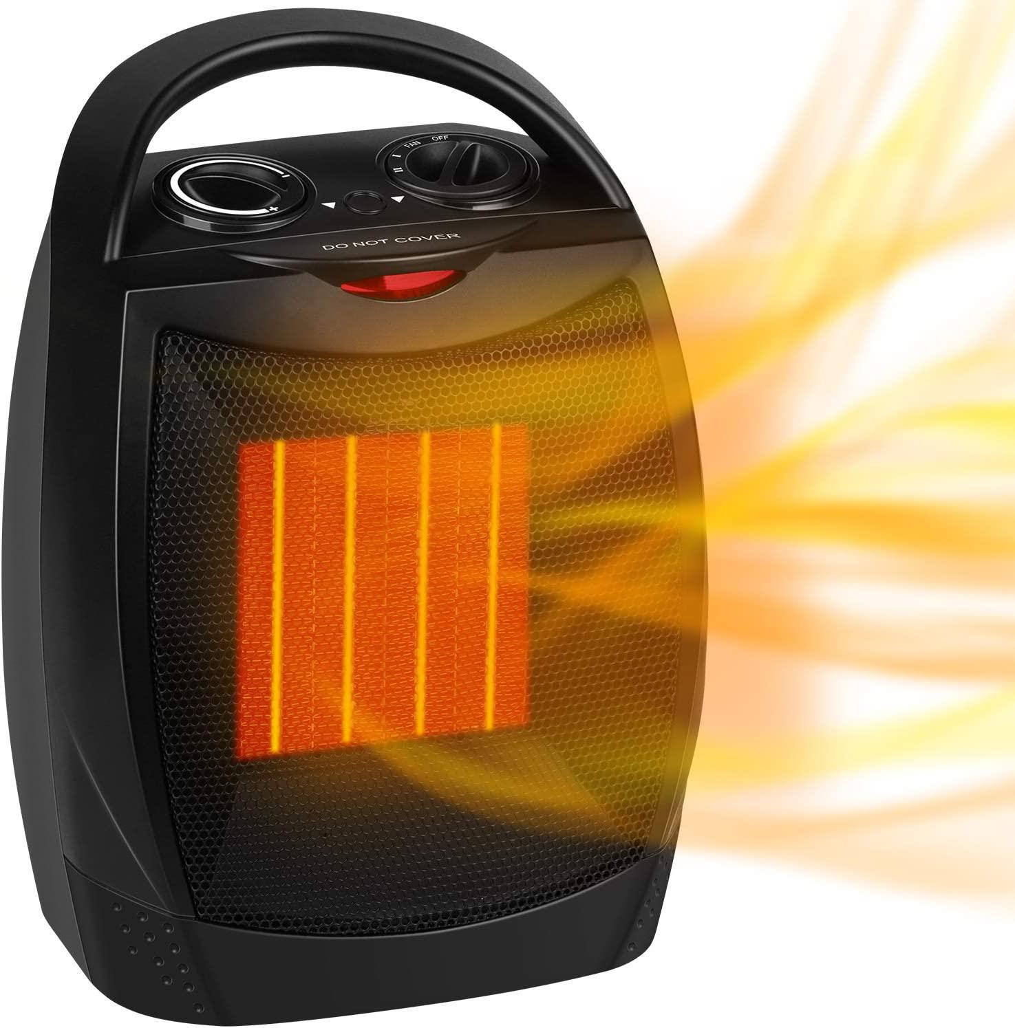 Portable Electric Space Heater with Thermostat, 1500W/750W Safe and Quiet Ceramic Heater Fan - Decotree.co Online Shop