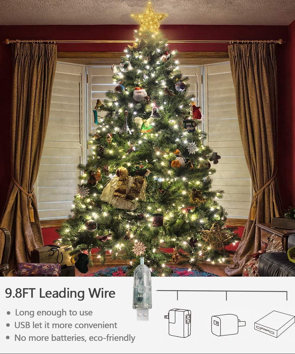 Christmas Tree Topper, 40 LED 11 Inches USB Lighted Star Tree Topper with Remote Control Decorations for Indoor - Decotree.co Online Shop