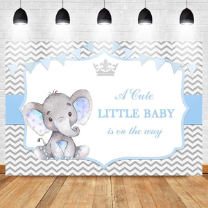 Boy Elephant Baby Shower Backdrop Little Baby Elephant Baby Shower Photography Background - Decotree.co Online Shop