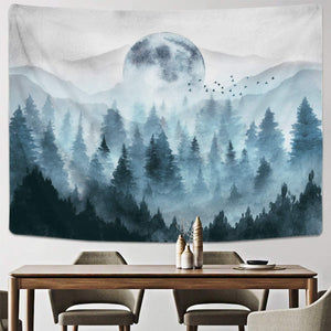 Misty Forest Tapestry Foggy Mountain Tapestry Magical Tree Tapestry Nature Tapestry Woodland Tapestry - Decotree.co Online Shop
