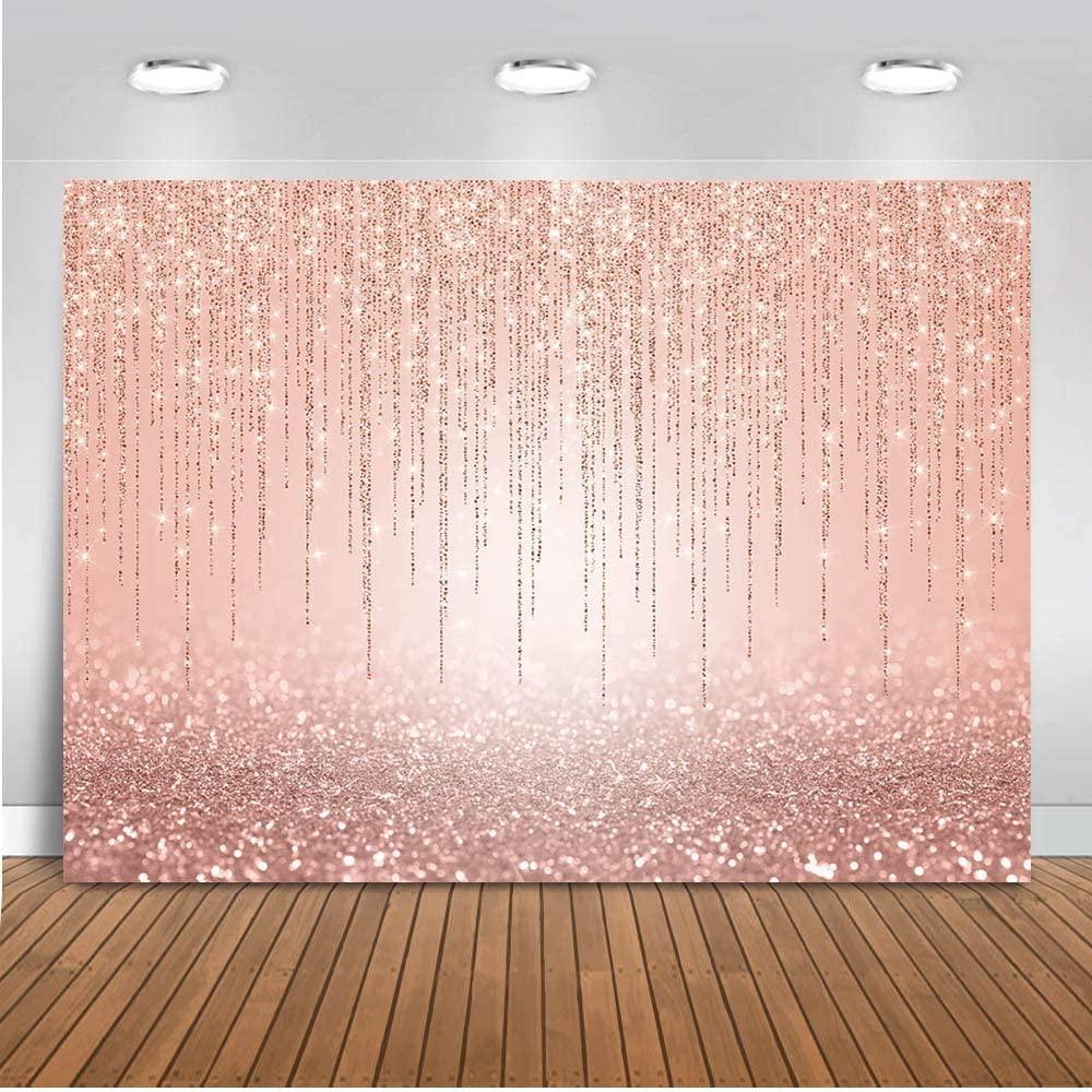 Rose Gold Glitter Backdrop Sweet 16th Girl's Birthday Party Decorations Photo Backdrops - Decotree.co Online Shop