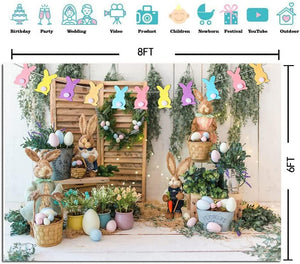 Easter Backdrop Spring Garden Rabbit Decoration Flower Stand Photography Background - Decotree.co Online Shop