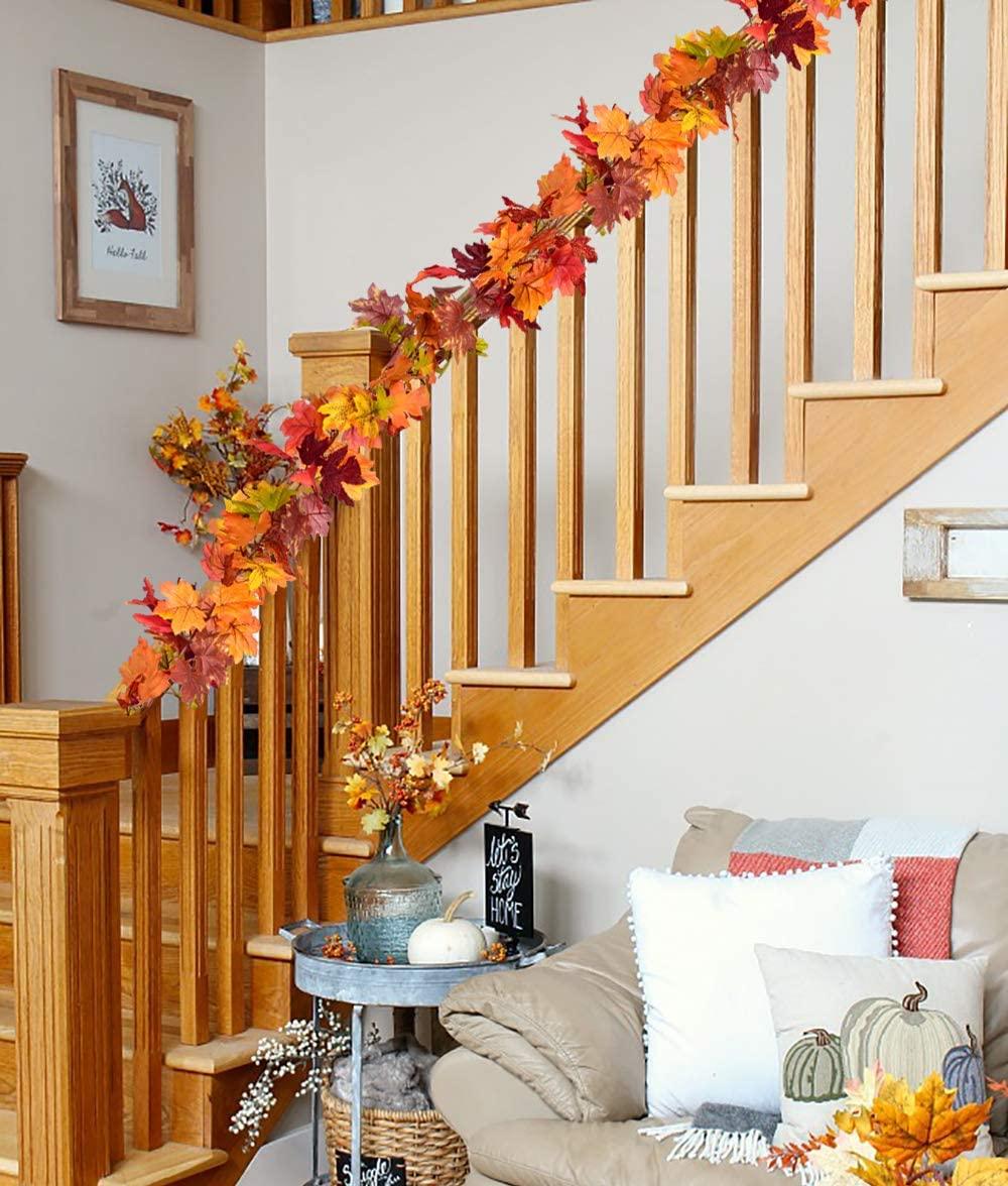 2Pcs Fall Garland Maple Leaf, 5.9Ft/Piece 7 Colors Hanging Vine Garland for Holidays - Decotree.co Online Shop