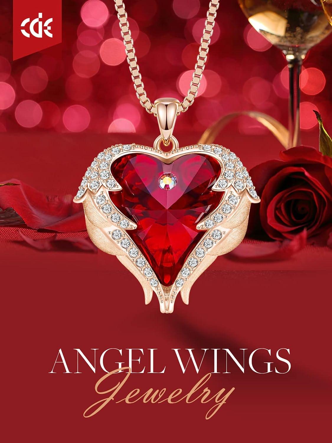 Angel Wing Love Heart Necklaces for Women, Jewelry Gifts for Her on Christmas, Valentine's/Mother's Day - Decotree.co Online Shop