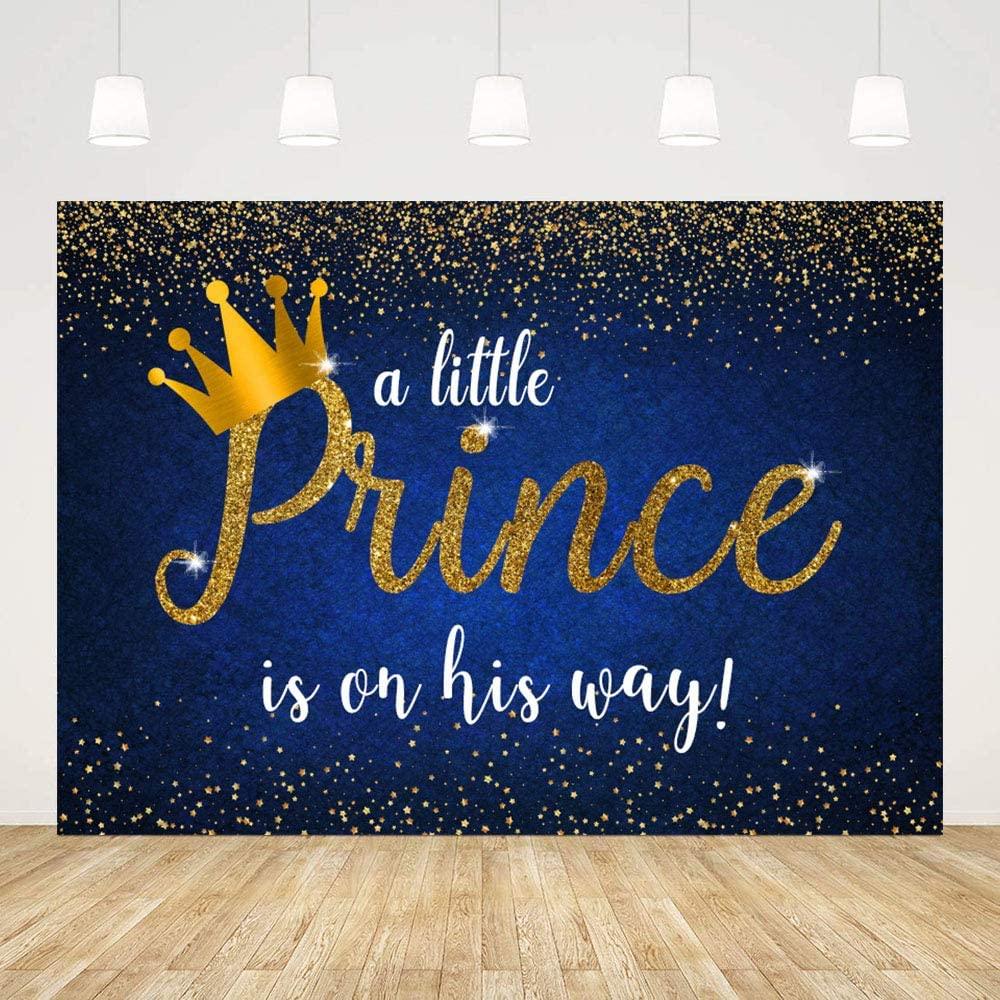 Prince Baby Shower Decoration Backdrop Royal Blue Gold Crown for Boy Baby Shower Party Photography Background - Decotree.co Online Shop