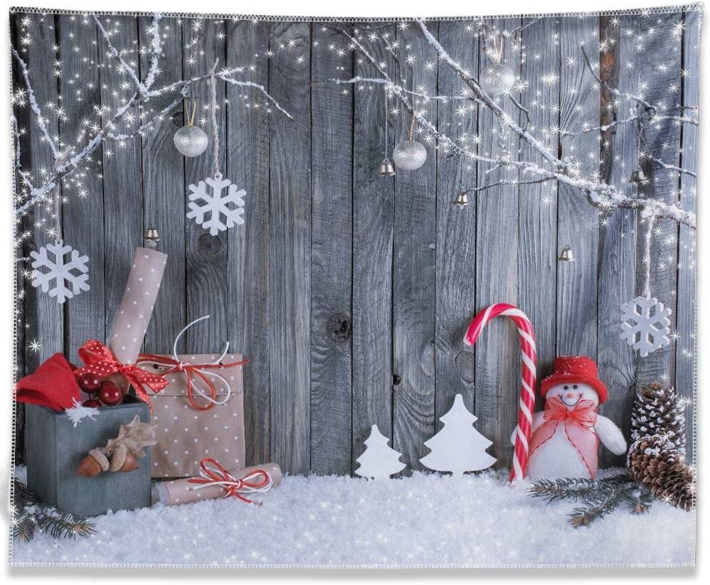 7x5ft Fabric Christmas Photography Backdrop Winter Snowman Santa Gift - Decotree.co Online Shop
