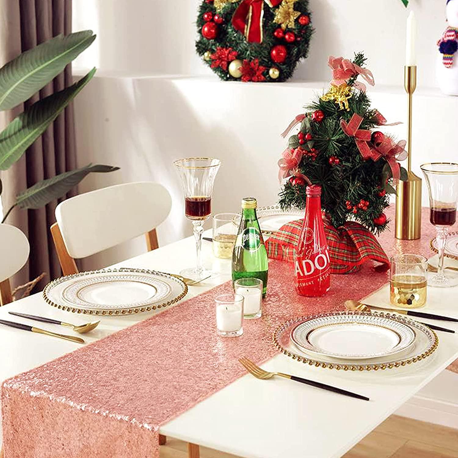 10pcs Sequin Table Runner Sequin Table Cloth for Rectangle Tables Covers for Wedding Engagement - Decotree.co Online Shop