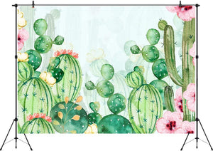 Cactus Floral Fiesta Photo Backdrop Baby Shower Bridal Shower Themed Background for Photography - Decotree.co Online Shop