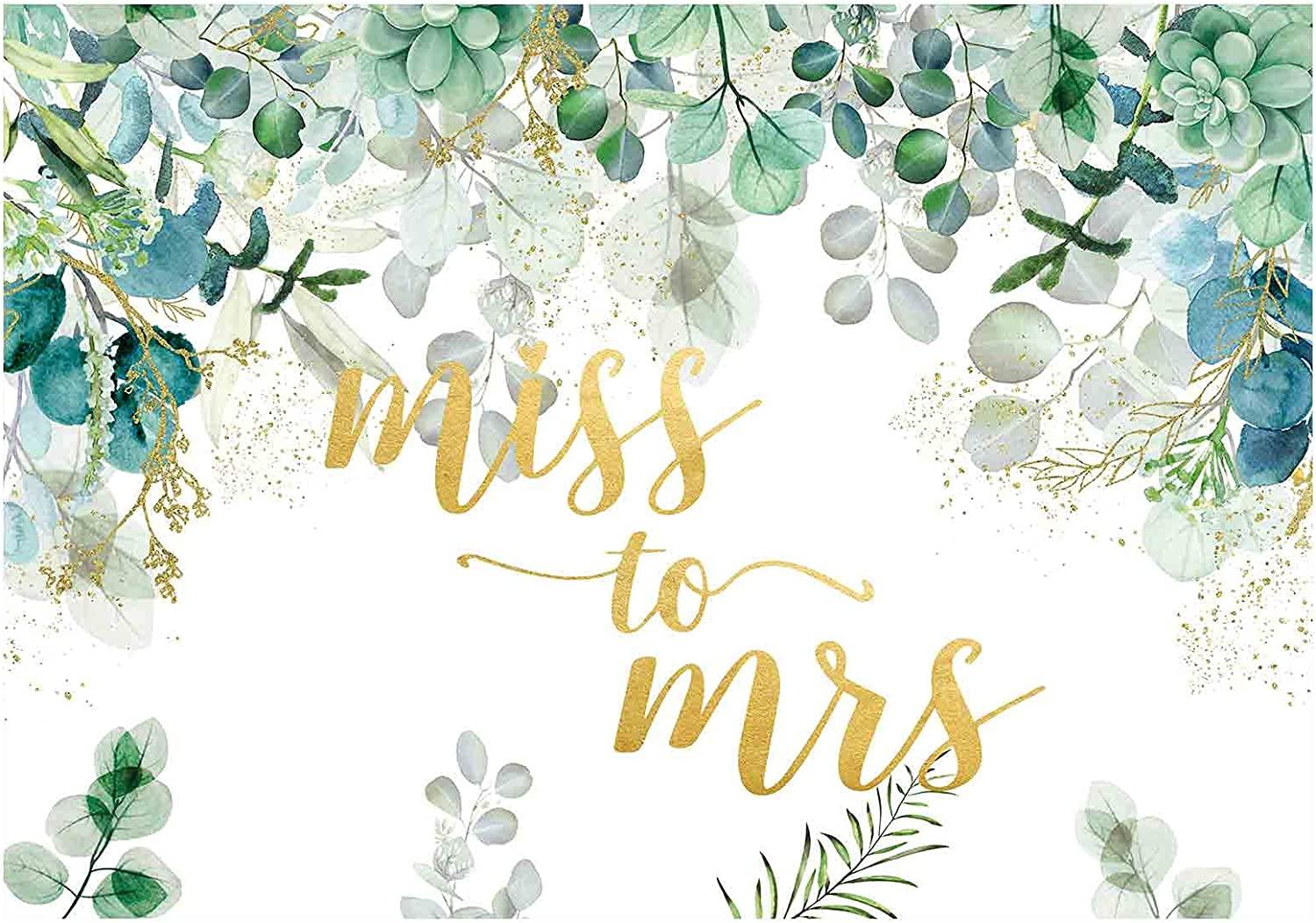 7x5ft Rustic Miss to Mrs Bridal Shower Backdrop Green Forest Leaves Floral Background - Decotree.co Online Shop