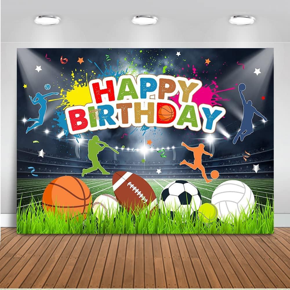 Sport Balls Theme Birthday Backdrop Basketball Tennis Football Baseball Volleyball Boys Birthday Party Background - Decotree.co Online Shop