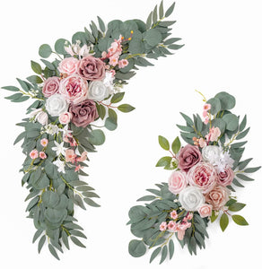 2pcs Wedding Arch Flowers, Artificial Dusty Rose Wedding Flowers for Wedding Welcome Signs Decorations - Decotree.co Online Shop