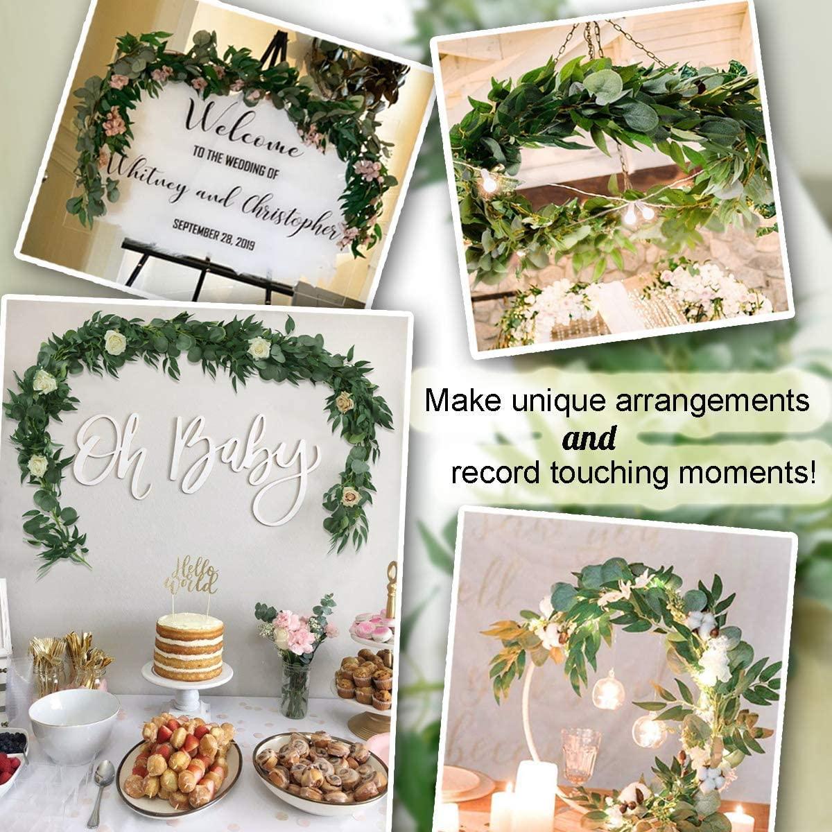 4pcs 6.5 Feet Artificial Eucalyptus Garland with Willow Leaves Faux Greenery Garland for Wedding - Decotree.co Online Shop
