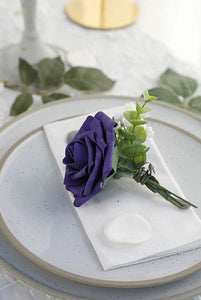 Real Looking Violet Foam Fake Roses with Stems for DIY Wedding Bouquets Bridal Shower Centerpieces - Decotree.co Online Shop