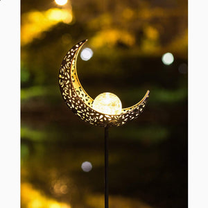 Garden Solar Lights Pathway Outdoor Moon Crackle Glass Globe Stake Metal Lights - Decotree.co Online Shop