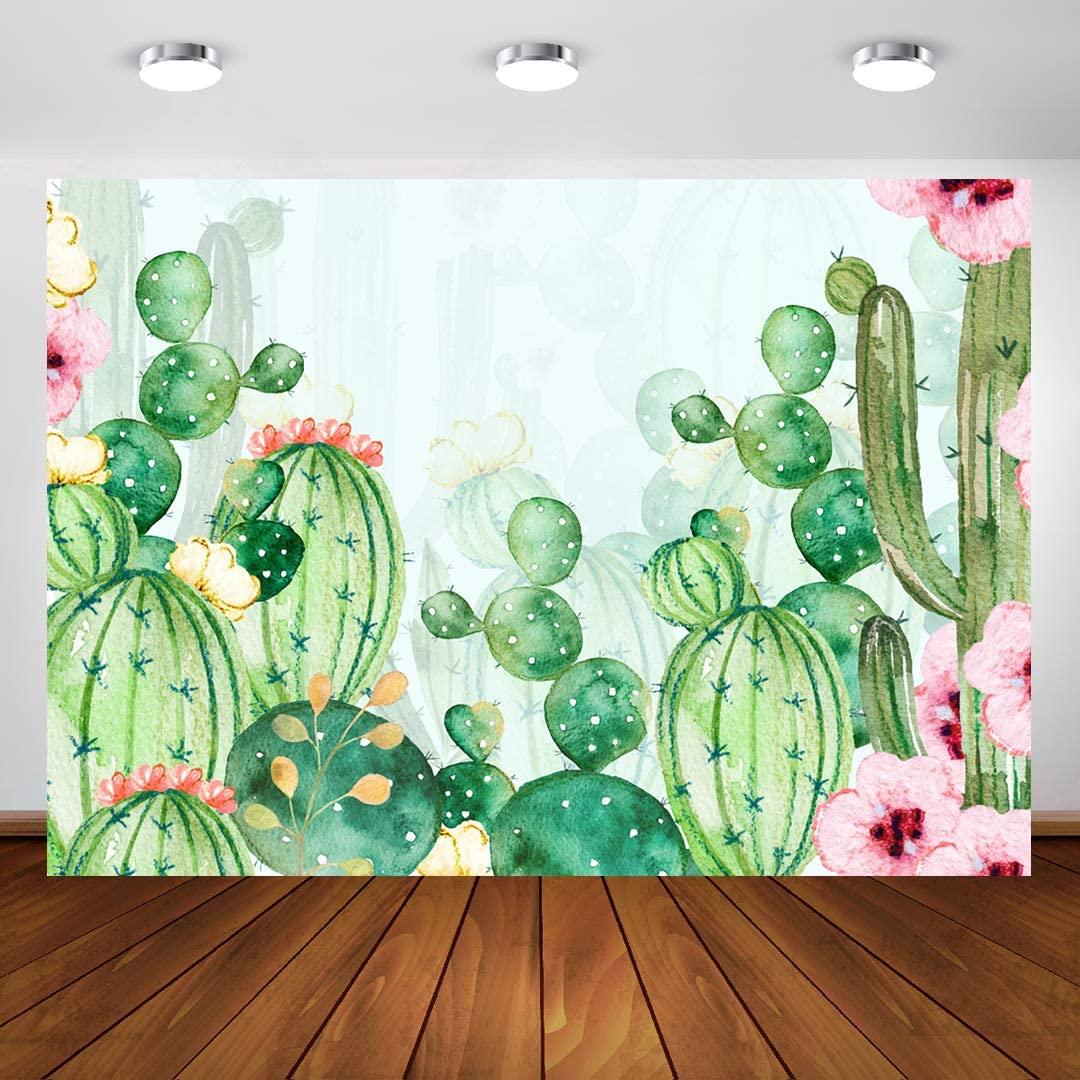Cactus Floral Fiesta Photo Backdrop Baby Shower Bridal Shower Themed Background for Photography - Decotree.co Online Shop